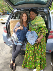 Aminatou, one of our Sew Sisters, with Jen, founder of Sangha Peace Project